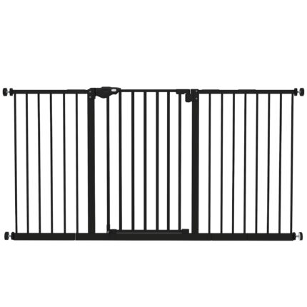 PawHut Adjustable Safety Gate W/ Three Extensions, Four Adjustable Screws, Black
